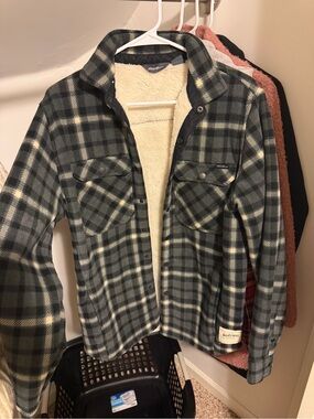 Eddie Bauer Cream Sherpa-Lined Jacket with Dark Outer Shell